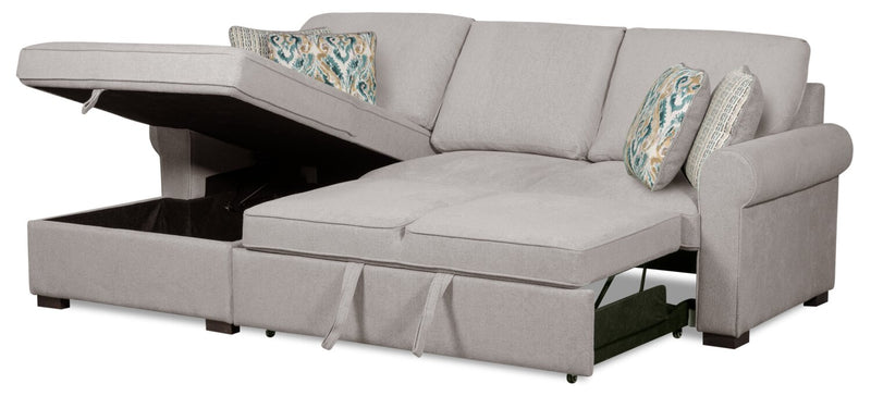 Haven 2-Piece Left-Facing Chenille Sleeper Sectional - Grey