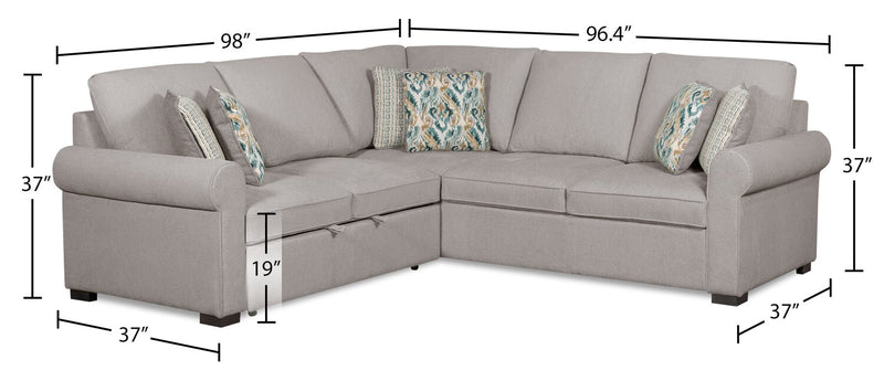 2-Piece Chenille Sectional with Left-Facing Sleeper Sofa - Grey