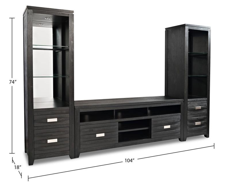 Bronx 3-Piece Entertainment Centre with 60\" TV Opening - Charcoal