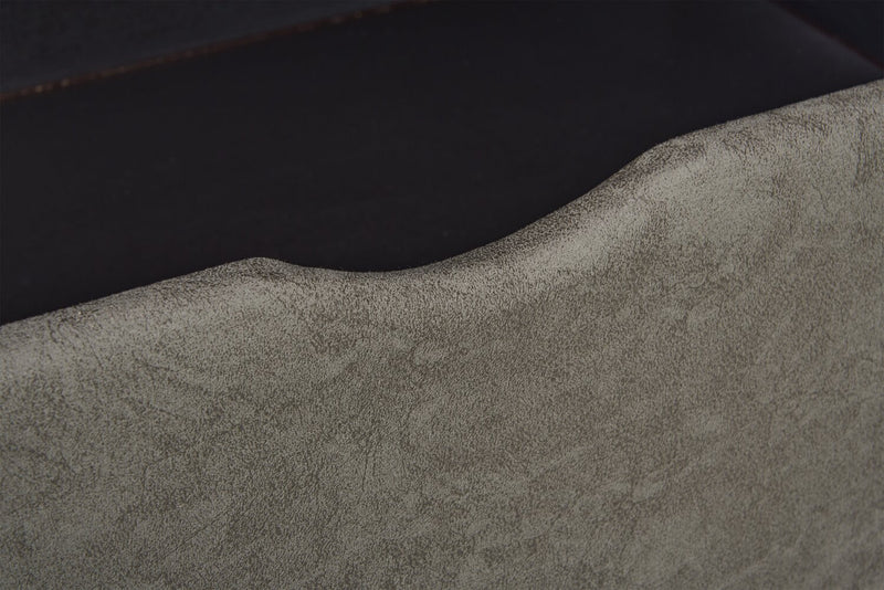 Morty Leather-Look Fabric Storage Ottoman - Grey