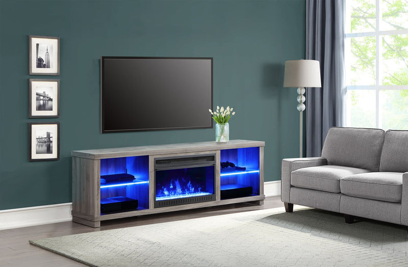 Aurora 72\" TV Stand with Crystal Ember Firebox