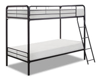 Noah Bunk Bed with Ladder & Guard Rail for Kids, Metal, Dark Bronze - Twin/Twin 