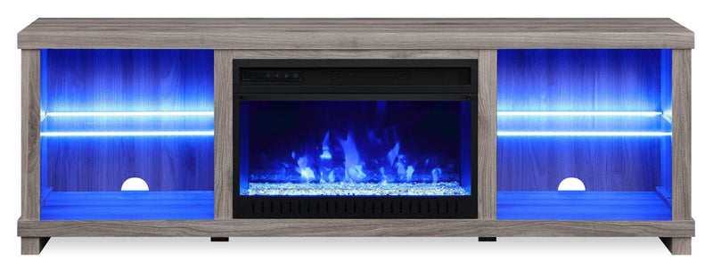 Aurora 72\" TV Stand with Crystal Ember Firebox