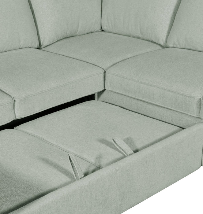 2-Piece Chenille Sectional with Left-Facing Sleeper Sofa - Seafoam