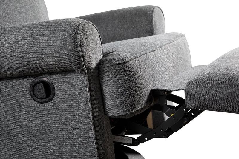Bevin Chenille Swivel Glider Recliner - Grey