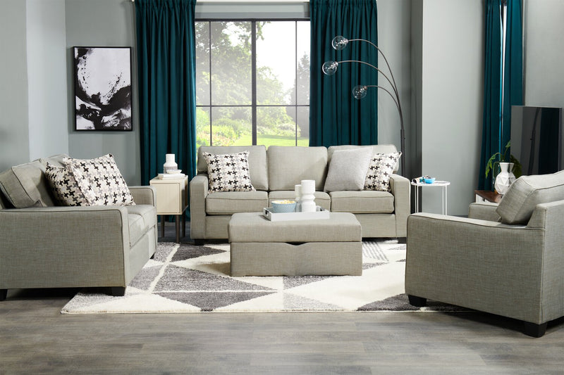 Sawyer Linen-Look Fabric Sofa - Light Grey