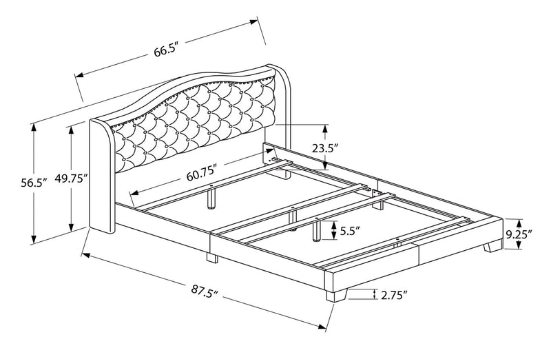 Penelope Queen Bed - Grey