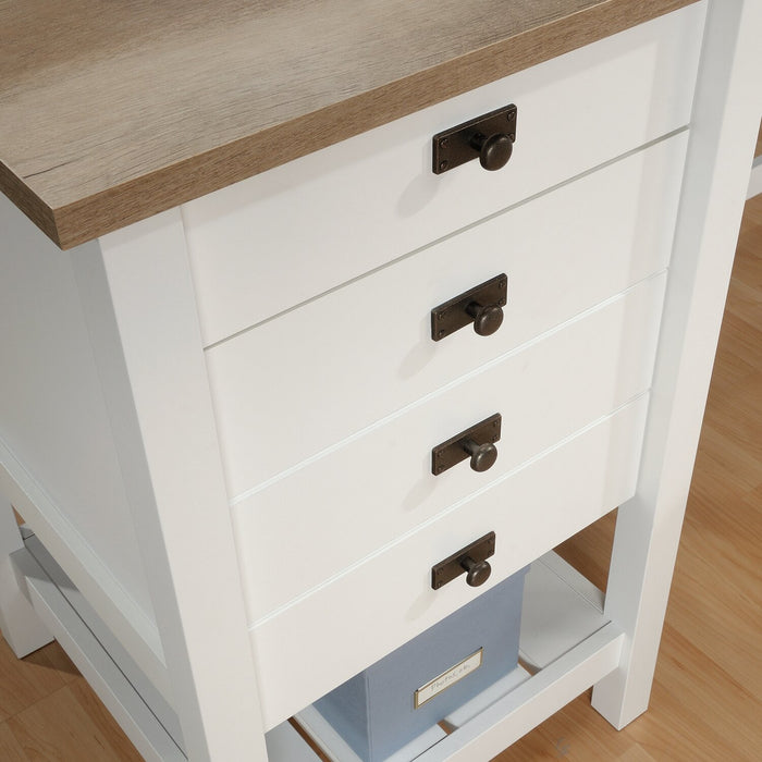 Joana L-Shaped Desk - Soft White 