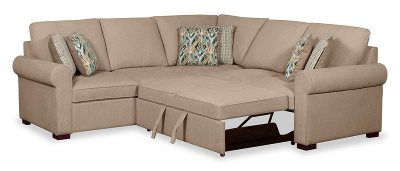 Haven 2-Piece Right-Facing Chenille Sectional with Sleeper Sofa - Taupe