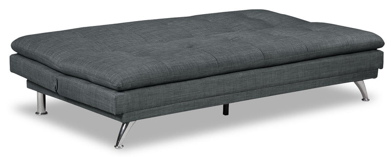June Linen-Look Fabric Futon - Grey