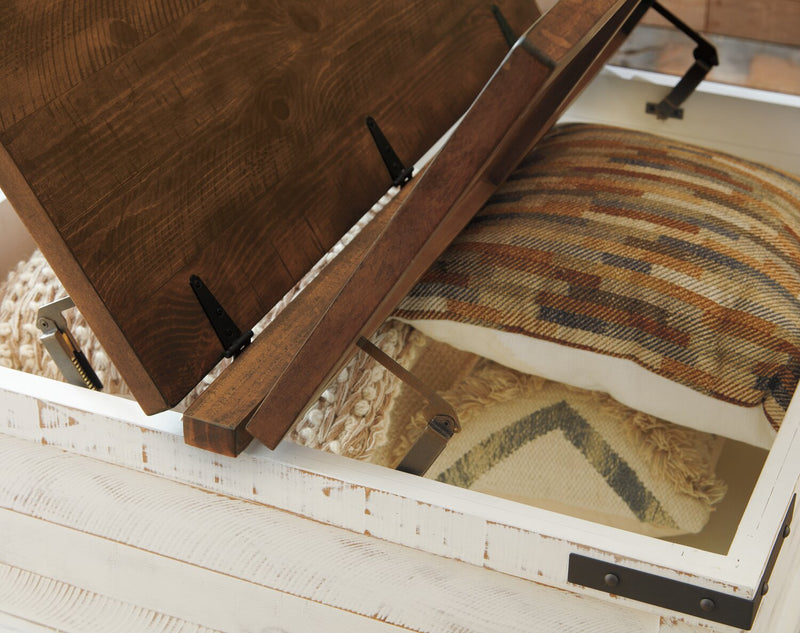 Benjy Coffee Table with Storage - White and Pine
