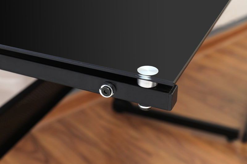 Cairo L-Shape Glass Desk - Black 