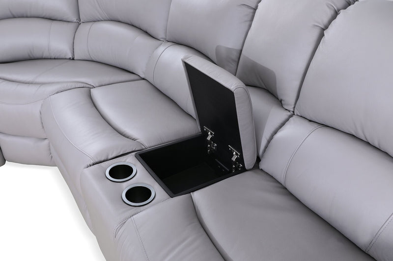 Marcel 6-Piece Genuine Leather Reclining Sectional - Grey