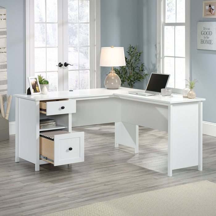 Cayla L-Shaped Desk - Soft White 