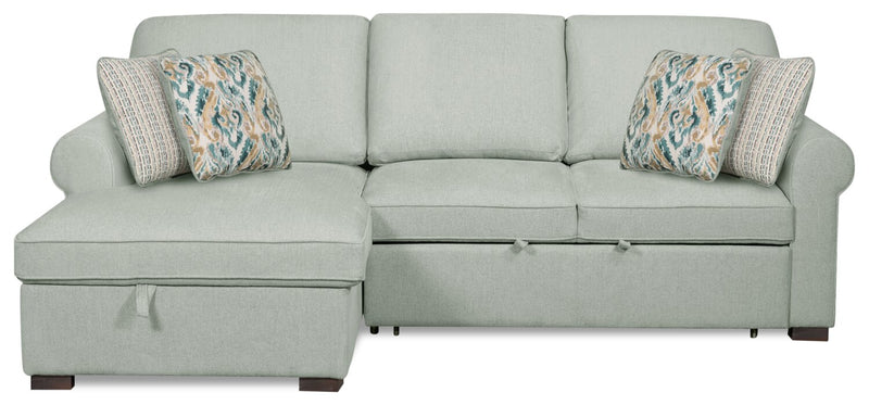 Haven 2-Piece Left-Facing Chenille Sleeper Sectional - Seafoam