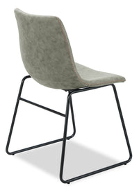 Tess Dining Chair with Leather-Look Fabric, Metal - Khaki 