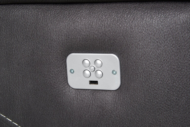 Floy Faux Suede Power Reclining Sofa with Power Headrest - Grey