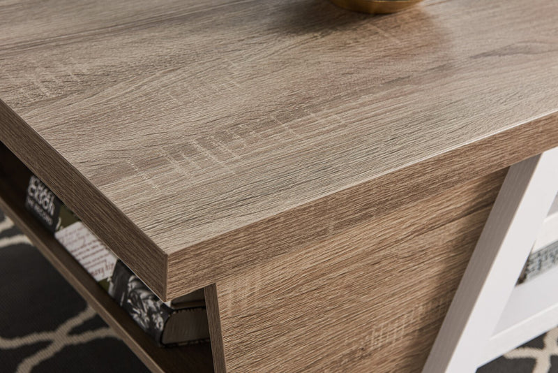Malik Coffee Table - Light Brown and White