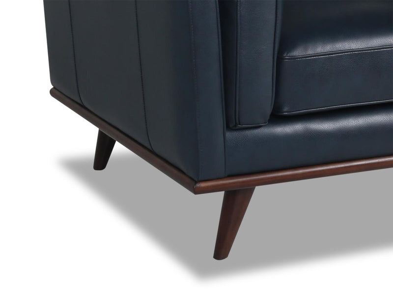 Vivia Top-Grain Genuine Leather Chair - Navy