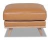 Vivia Top-Grain Genuine Leather Ottoman - Caramel