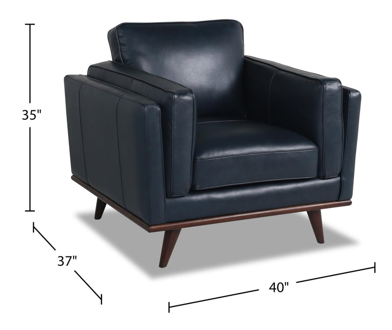 Vivia Top-Grain Genuine Leather Chair - Navy