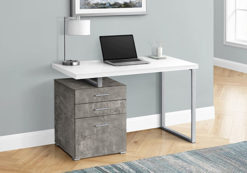 Clayton Reversible Desk - White/Concrete-Look