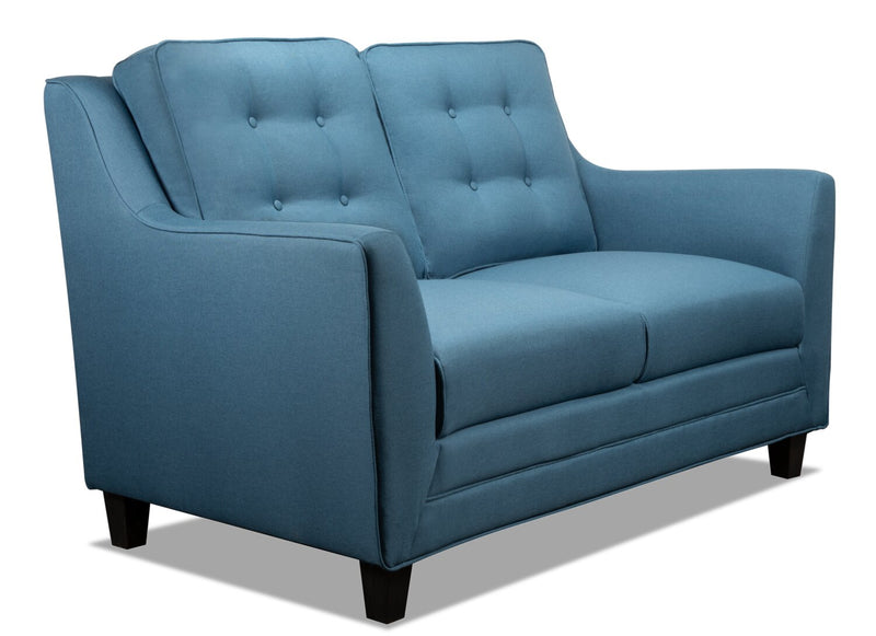 Novalee Linen-Look Fabric Loveseat - Blue