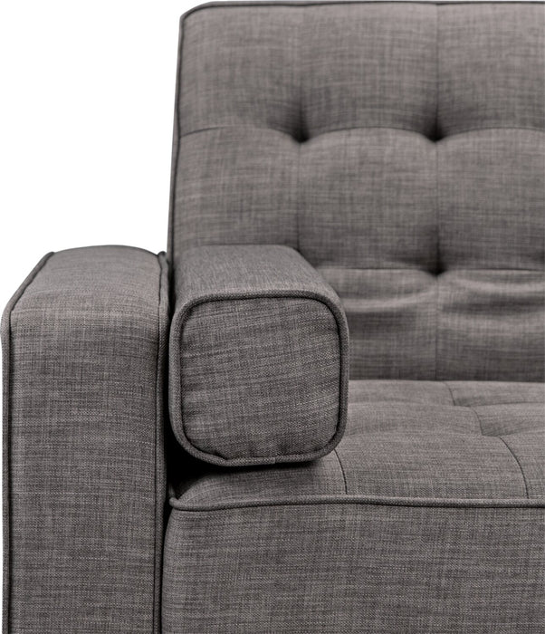 Avery Linen-Look Fabric Futon - Grey