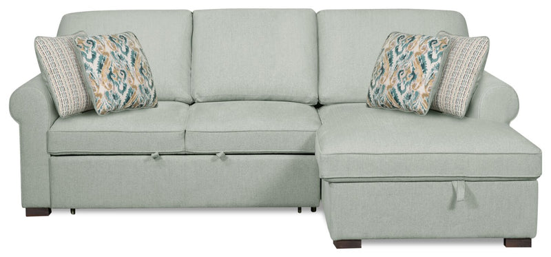 Haven 2-Piece Right-Facing Chenille Sleeper Sectional - Seafoam