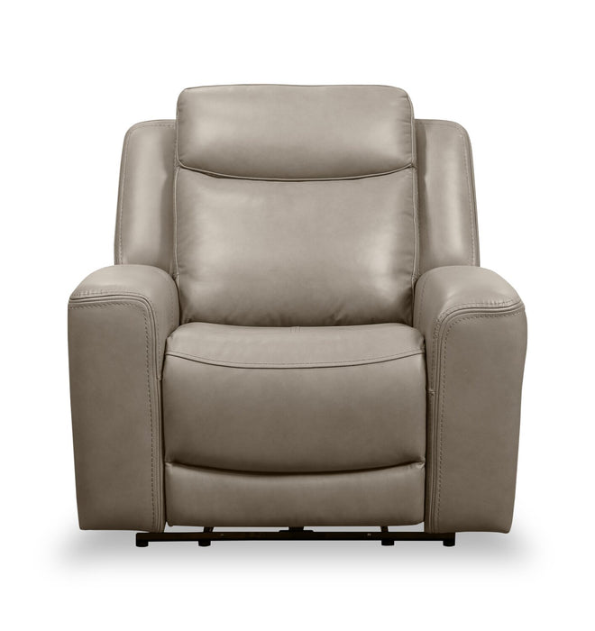 Prescott Genuine Leather Power Reclining Chair - Grey