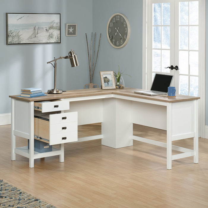 Joana L-Shaped Desk - Soft White 