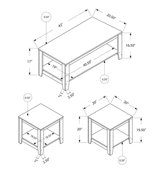 Kalen 3-Piece Coffee and Two End Tables Package - Grey 