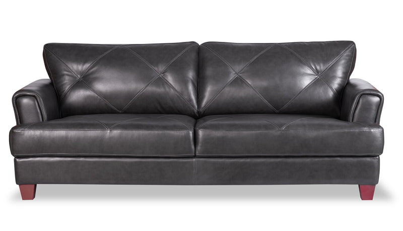 Vita 100% Genuine Leather Sofa - Charcoal