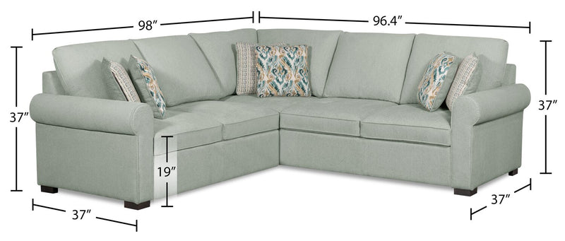 Haven 2-Piece Left-Facing Chenille Sectional - Seafoam