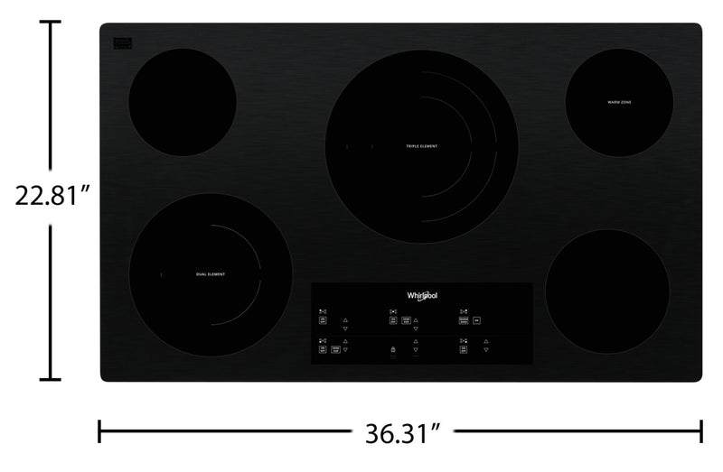 Whirlpool 36\" Electric Ceramic Glass Cooktop - WCE97US6KB