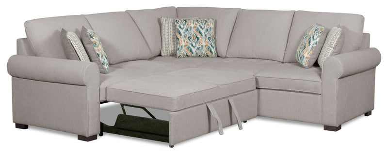 2-Piece Chenille Sectional with Left-Facing Sleeper Sofa - Grey