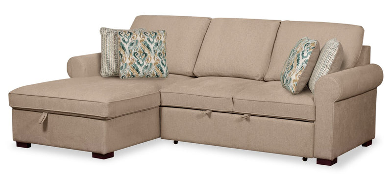 Haven 2-Piece Left-Facing Chenille Sleeper Sectional - Taupe