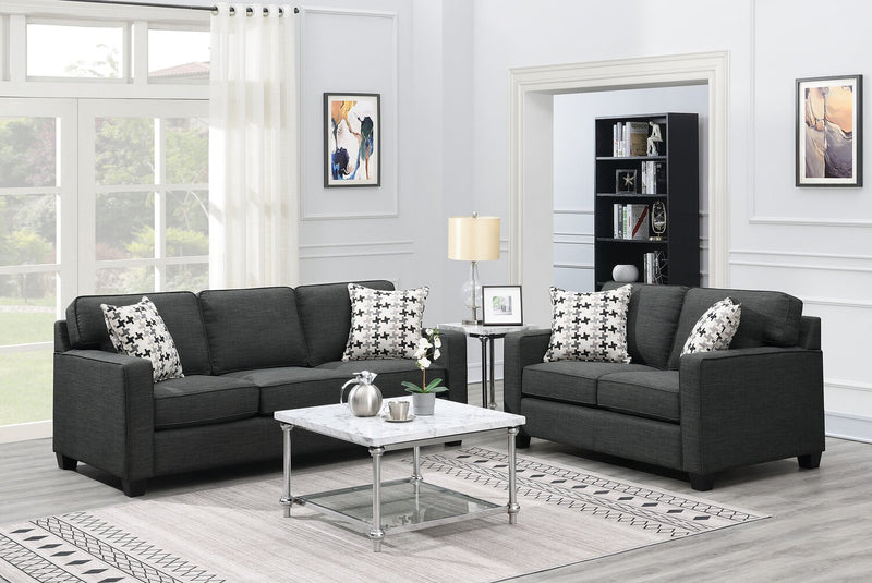 Sawyer Linen-Look Fabric Sofa - Charcoal Grey