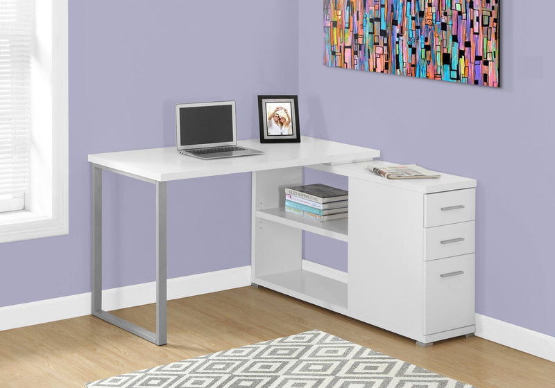 Milo L-Shaped Adjustable Desk - White