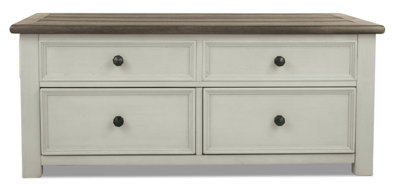 Colby Coffee Table with Lift Top and Casters - White