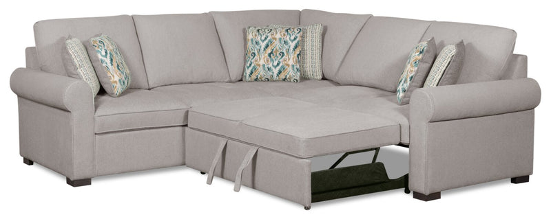 Haven 2-Piece Right-Facing Chenille Sectional with Sleeper Sofa - Grey