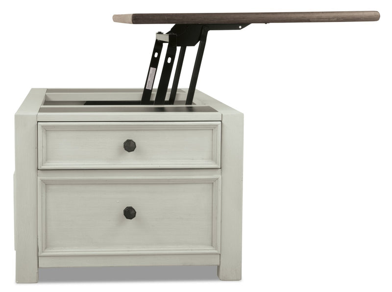 Colby Coffee Table with Lift Top and Casters - White