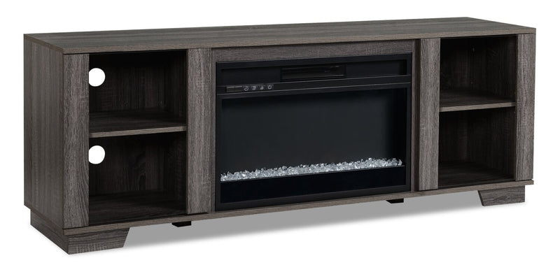 Antoni 62” TV Stand with Crystal Ember Firebox - Grey