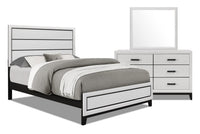 Kate 5pc Bedroom Set with Bed, Dresser & Mirror, White - Queen Size 