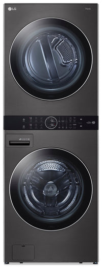 LG 5.2 Washer/7.4 Dryer Cu. Ft. Front-Load High-Efficiency Steam Washtower™ - Black Steel - WKEX200H…