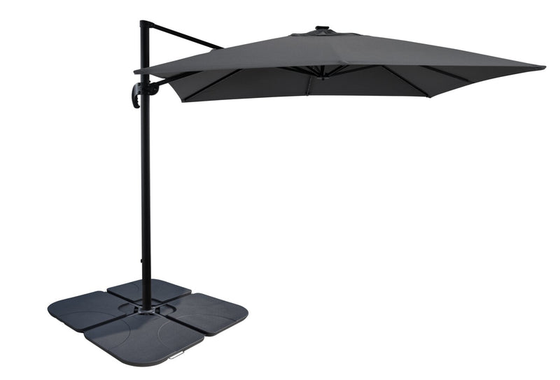Solar Cantilevered Patio Umbrella with 4-Piece Base