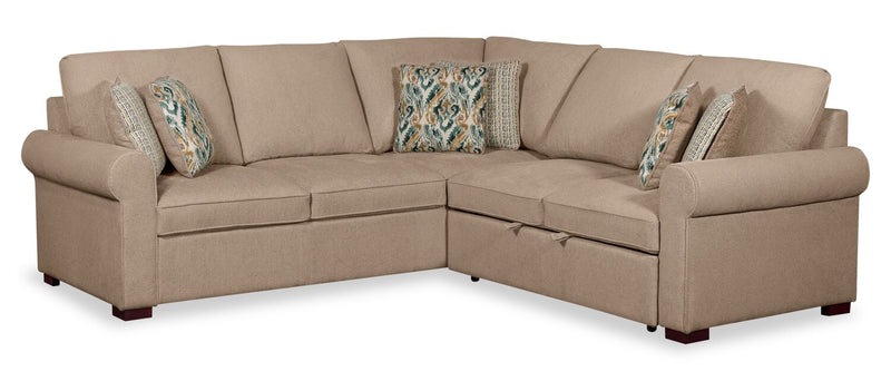 Haven 2-Piece Right-Facing Chenille Sectional with Sleeper Sofa - Taupe