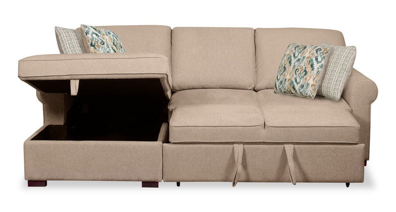 Haven 2-Piece Left-Facing Chenille Sleeper Sectional - Taupe