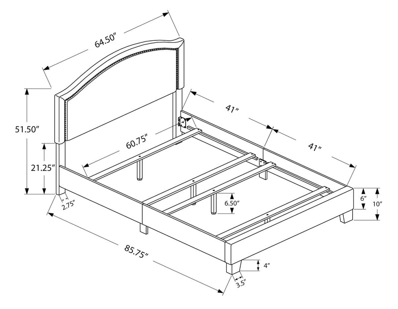 Pearl Queen Bed - Grey