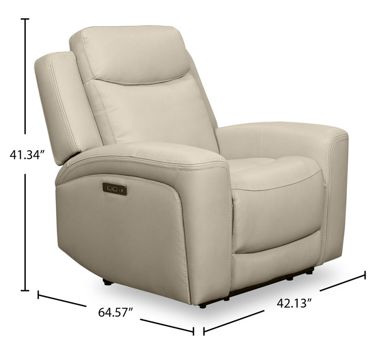 Prescott Genuine Leather Power Reclining Chair - Platinum